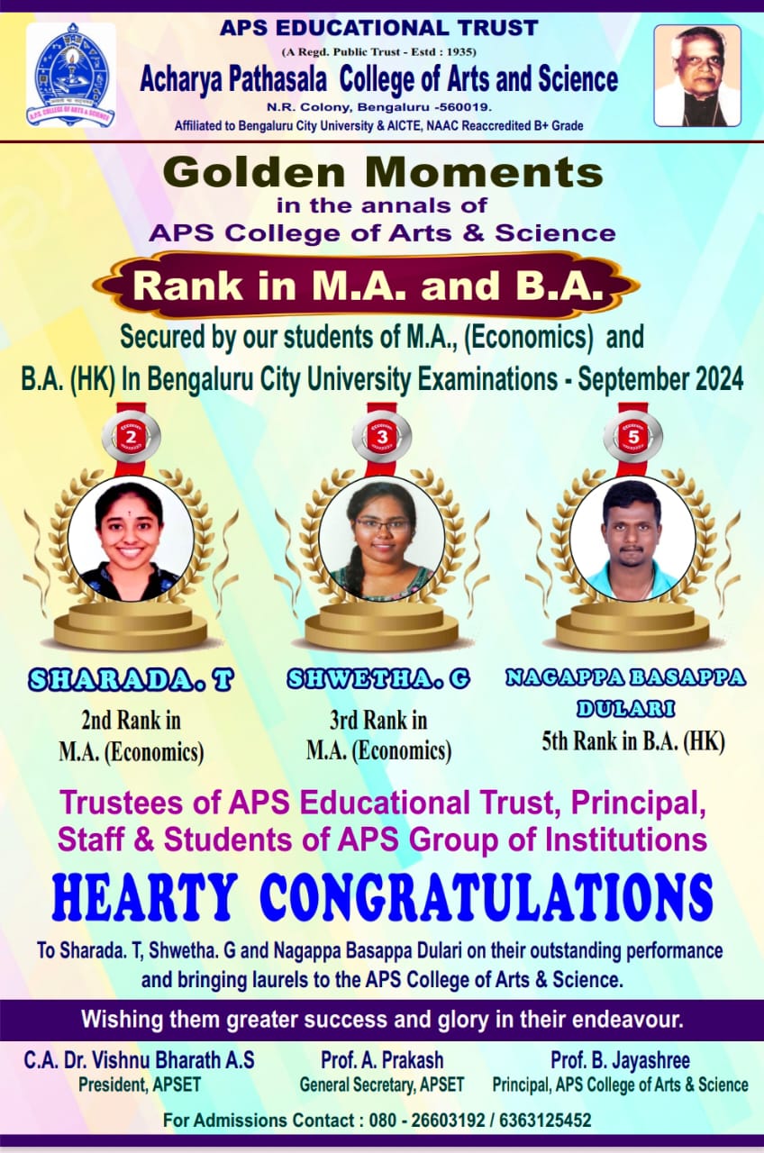University rank holders — M.A. & B.A.